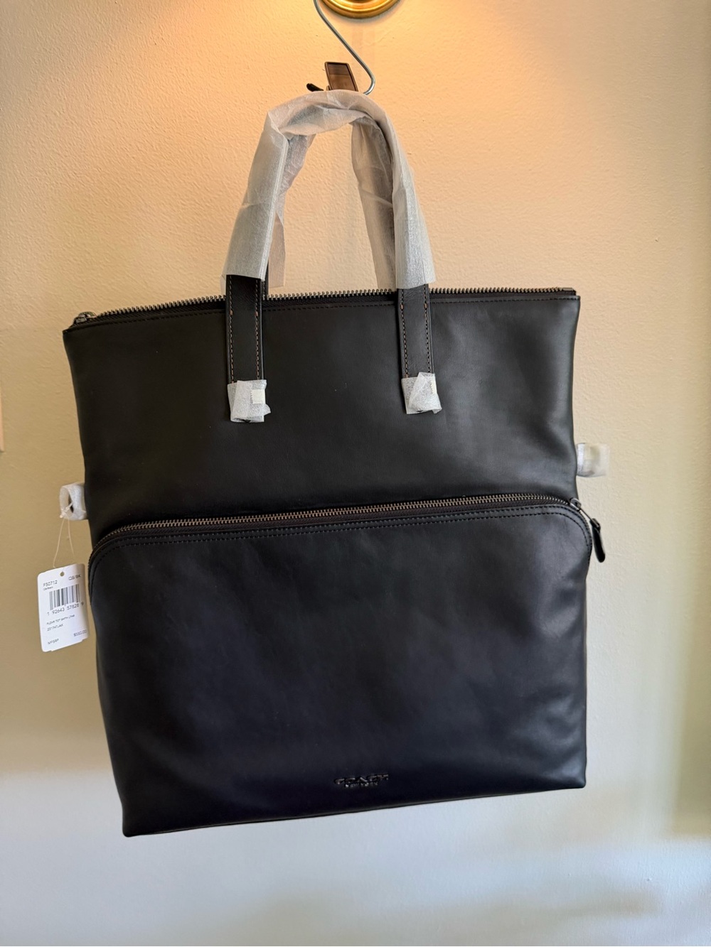 NWT Coach Graham Foldover Tote - Black Leather Laptop Travel Bag - Picture 10 of 10